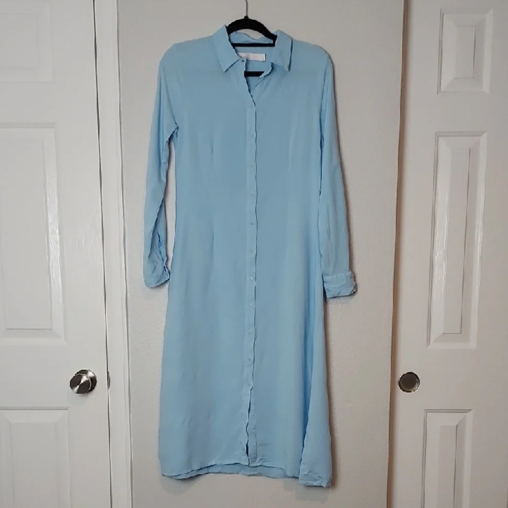 Rachel Parcell Midi Belted Shirt Dress Blue Size 8